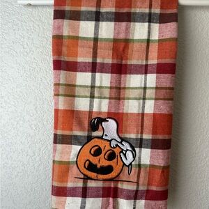 Snoopy Plaid Halloween Towel with Embroidered Pumpkin and Snoopy